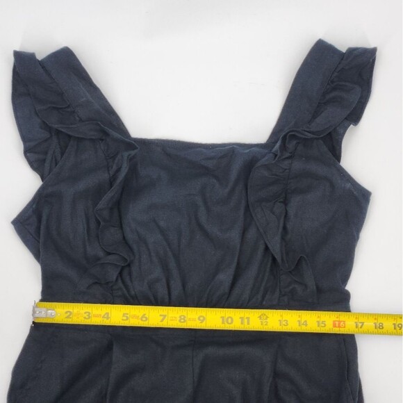 Who What Wear Jumpsuit Womens Size Large Black Ruffle Linen Rayon Summer Resort - Picture 7 of 12